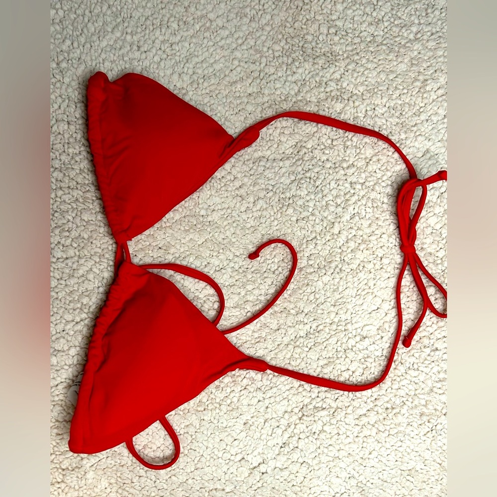 Large bright red bikini top